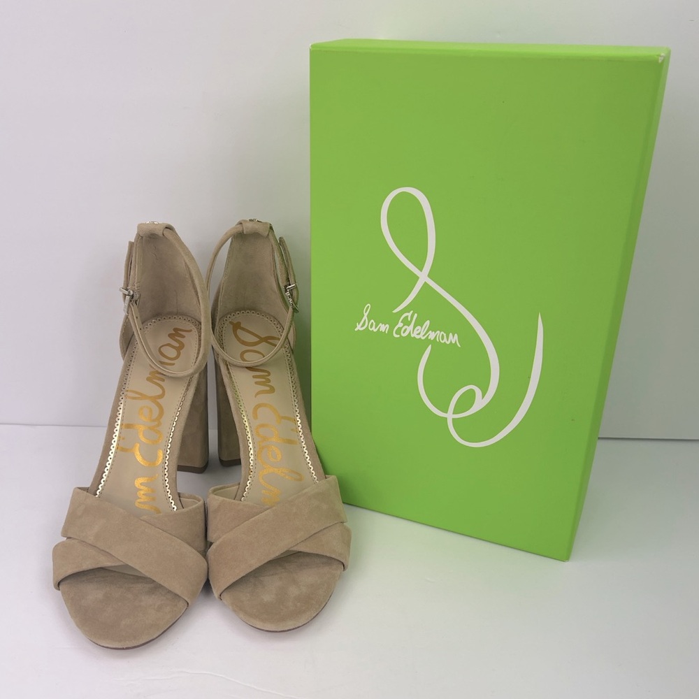 SAM EDELMAN, YANCY WOMENS SHOES, UPPER LEATHER,BIEGE COLOR,SIZE 11,DANIELLA HEEL